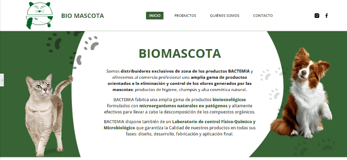 Web de Distribuidor productos mascotas Bizkaia dise&ntilde;ada por NireWeb