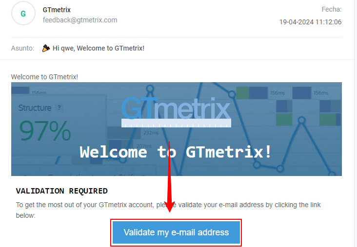 gtmetrix validate email