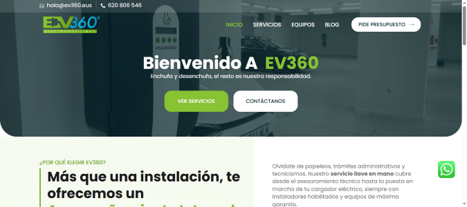 Web de EV360 dise&ntilde;ada por NireWeb
