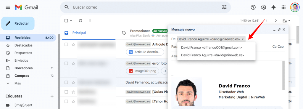 Enviar como opcion Gmail
