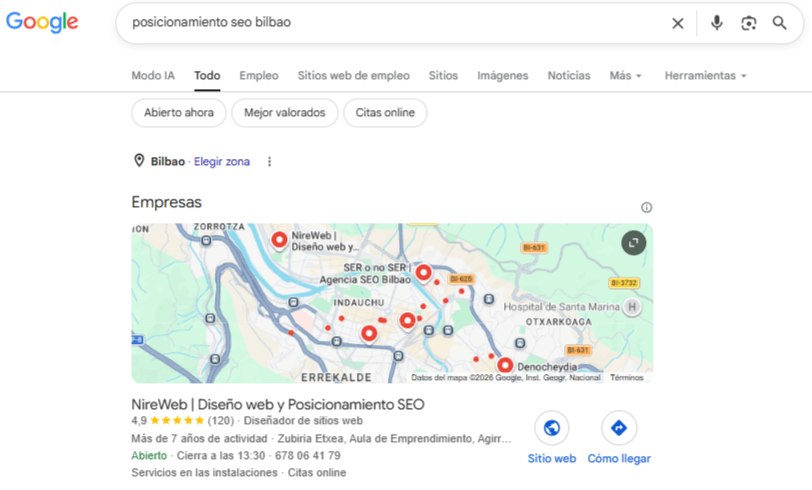 Posicionamiento Web Bilbao 3 Primera posición en Google para Posicionamiento SEO Bilbao