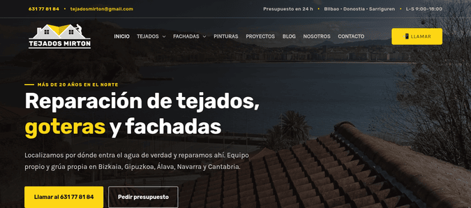 Web de Reparaci&oacute;n de Tejados dise&ntilde;ada por NireWeb